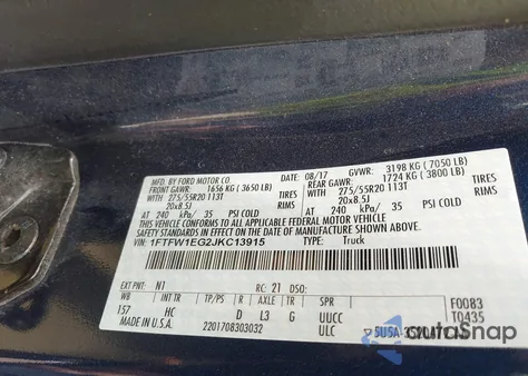 2018 Ford F-150 Lariat from USA, damaged, VIN 1FTFW1EG2JKC13915